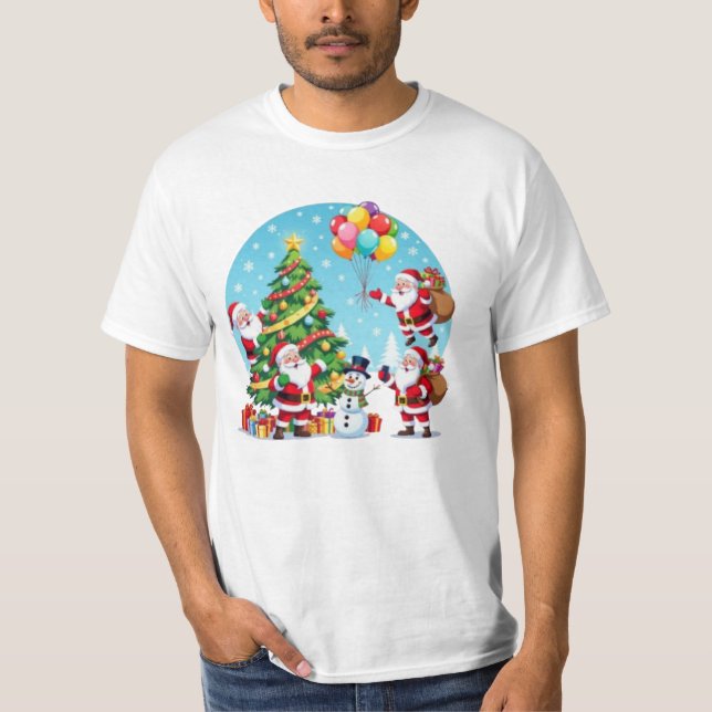 Camiseta **“Diversión de Navidad con Multi-Santa – Transpar (Anverso)