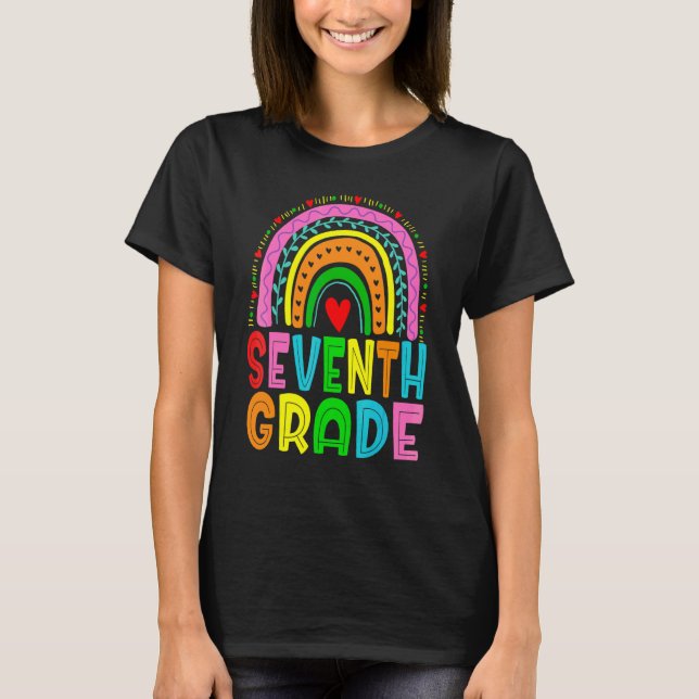 Camiseta Diversión De Regreso A La Escuela Arcoíris Séptimo (Anverso)