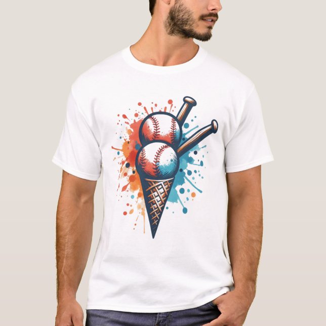 Camiseta Diversión de Scoop del béisbol - Vibrante Crema de (Anverso)