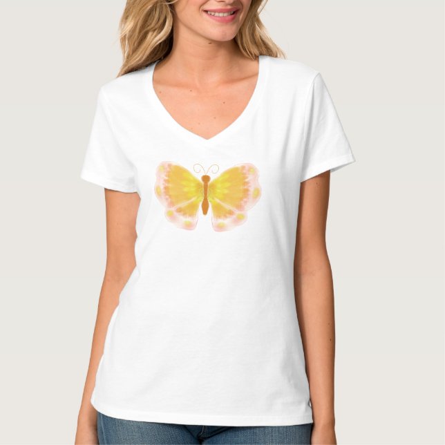 Camiseta diversión de verano de mariposa amarilla (Anverso)
