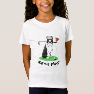 Camiseta Diversión del perro collie de borde jugando al gol