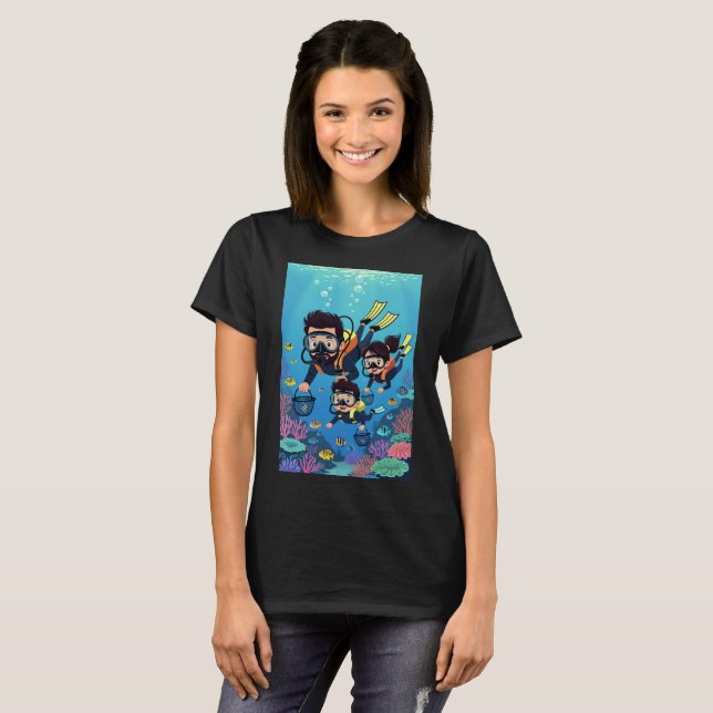 Camiseta Diversión Familiar en Buceo Subacuático (Anverso completo)