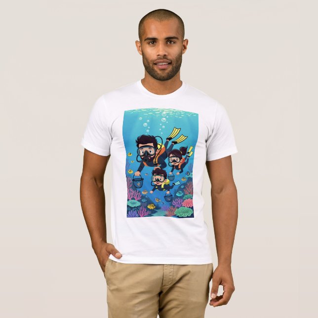 Camiseta Diversión Familiar en Buceo Subacuático (Anverso completo)