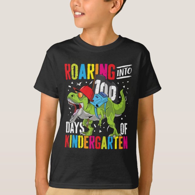 Camiseta Diversión infantil en 100 días de Rex Dinos (Anverso)