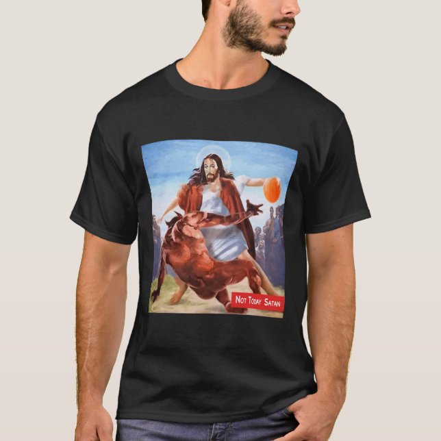Camiseta Diversión No Hoy Satanás Jesus Crossover Baloncest (Anverso)