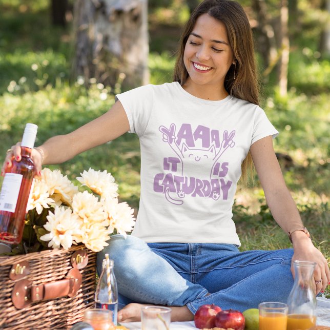 Camiseta Diversión Original Feliz Gato Pun Es El Sábado De  (Subido por el creador)