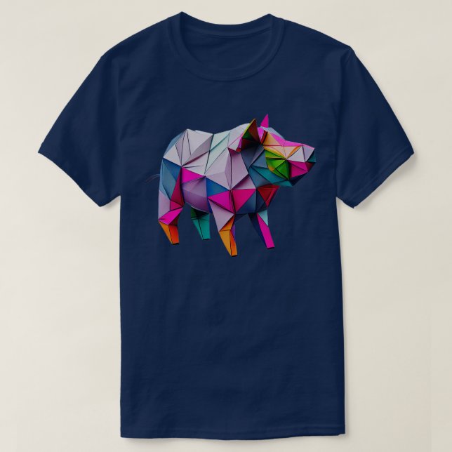 Camiseta Diversión plegable Origami Pig1 (Diseño del anverso)