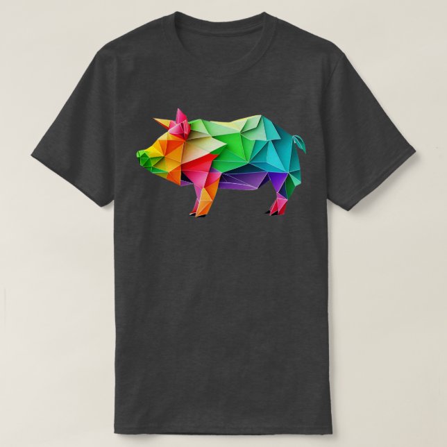 Camiseta Diversión plegable Origami Pig2 (Diseño del anverso)