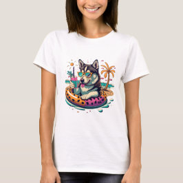 Camiseta Diversión vertida de verano con el tierno perro hi