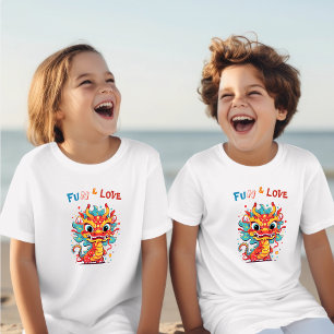 Camiseta Diversión y amor lindo bebé dragón CNY niños