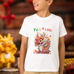 Camiseta Diversión y amor lindo bebé dragón CNY niños