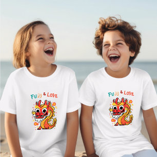 Camiseta Diversión y amor lindo bebé dragón CNY niños