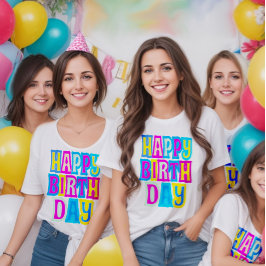 Camiseta Diversión y colorido feliz cumpleaños
