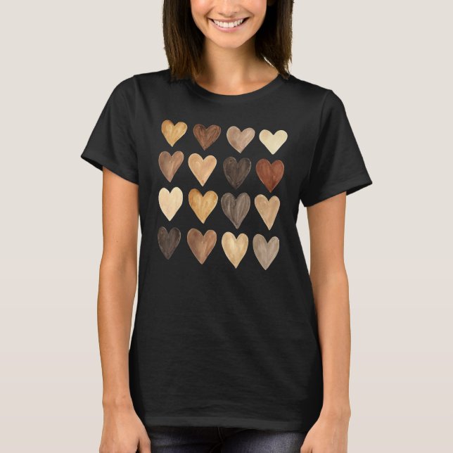 Camiseta Diversity Heart Skin Tones Melanin Pride Black His (Anverso)
