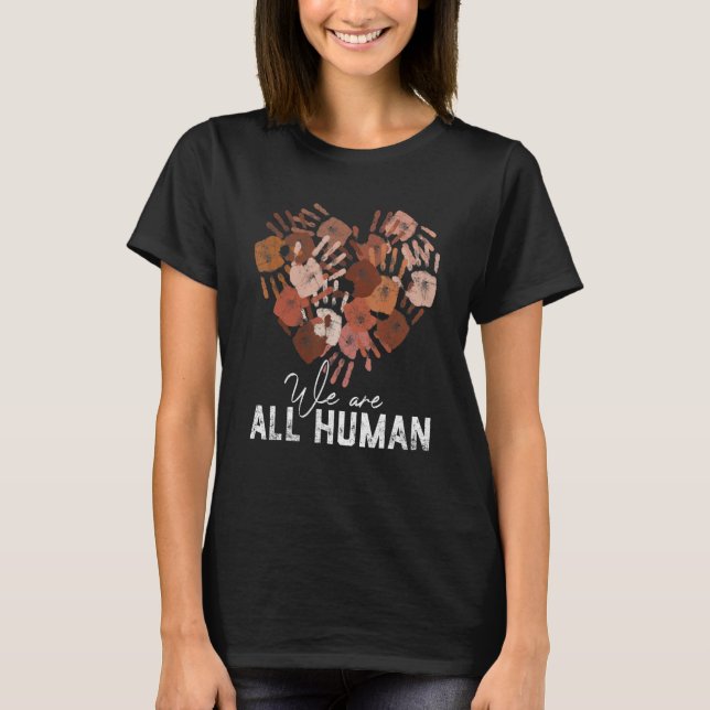 Camiseta Diversity Melanin Skin Tone Hand Heart We Are All  (Anverso)