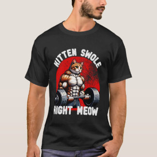 Camiseta Diverso Levantamiento Derecha Miau Gato Entrenamie