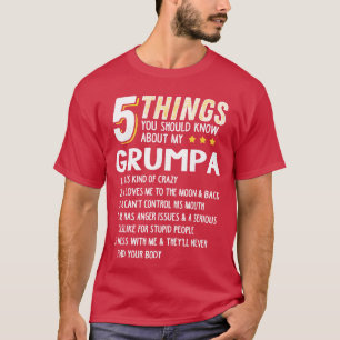 Camiseta Divertida 5 cosas Abuelo Gruñón Idea de Regalo Loc