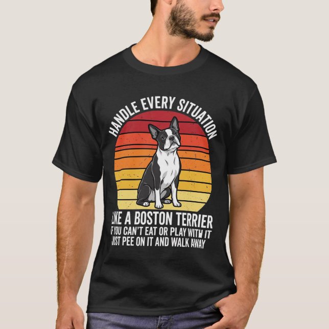 Camiseta Divertida Actitud Retro de Perro Boston Terrier (Anverso)