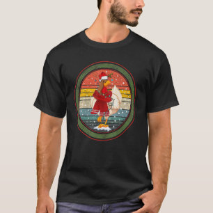 Camiseta Divertida Alegre Cluckmas Pollo Navidad Retro Vint