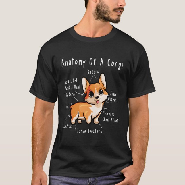 Camiseta Divertida Anatomía Corgi De Un Perro Corgi Cute Co (Anverso)