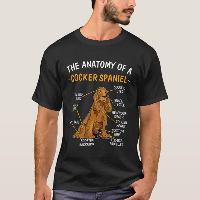 Camiseta Divertida Anatomía De Un Cocker Spaniel Para Los A (Anverso)