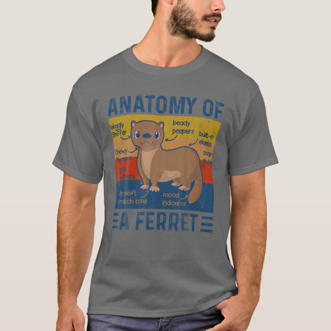 Camiseta Divertida Anatomía De Un Ferret (Anverso)