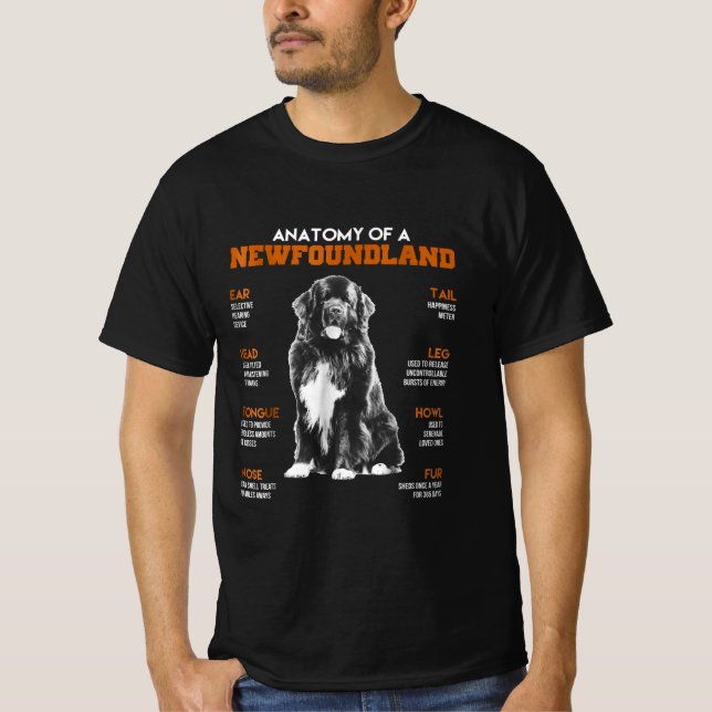 Camiseta Divertida Anatomía De Un Perro De Terranova (Anverso)