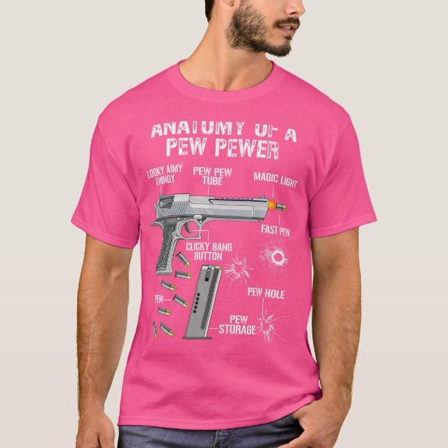Camiseta Divertida Anatomía De Un Pew Pewer - Ammo Gun - En (Anverso)