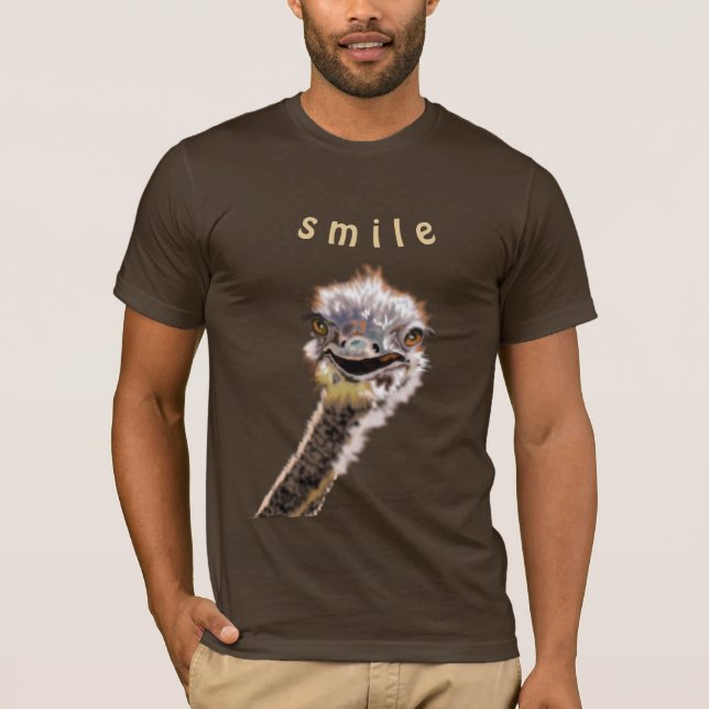 Camiseta divertida con alegre avestruz - Sonrisa (Anverso)