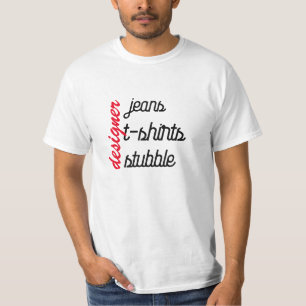 Camiseta divertida con barba y vaqueros de diseñad