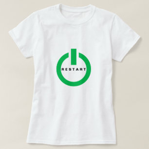 Camiseta divertida con botón de reinicio y texto d
