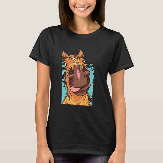 Camiseta divertida con cara de caballo para amante (Anverso)