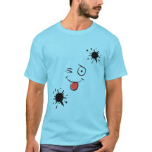 Camiseta divertida con cara sonriente y salpicadur