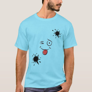 Camiseta divertida con cara sonriente y salpicadur