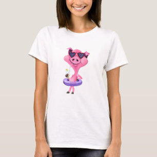 Camiseta divertida con cerdo feliz Fiesta