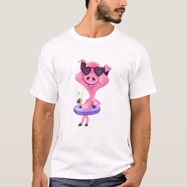 Camiseta divertida con cerdo Fiesta (Anverso)