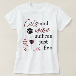 Camiseta divertida con cita: el vino de gatos me v