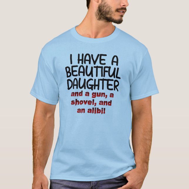 Camiseta Divertida con Coartada Pala de Arma de He (Anverso)