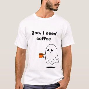 Camiseta divertida con fantasma y café - 'Buuu, ne