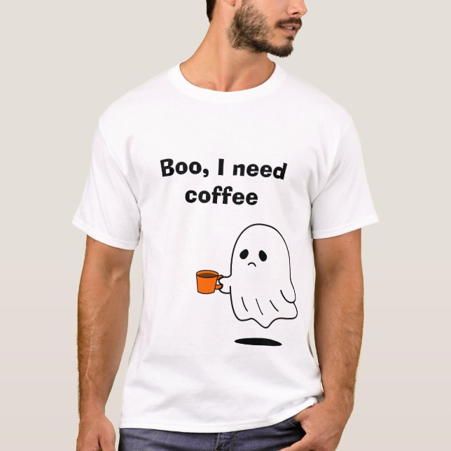 Camiseta divertida con fantasma y café - 'Buuu, ne (Anverso)