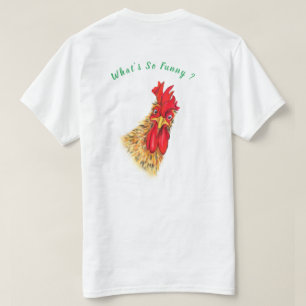 Camiseta divertida con gallo sorprendido - texto P