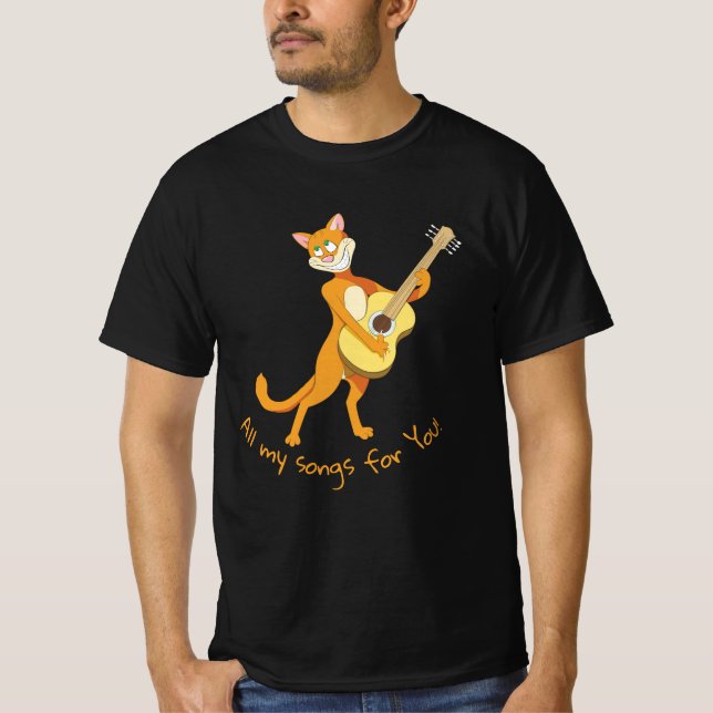 camiseta divertida con gato cantante (Anverso)