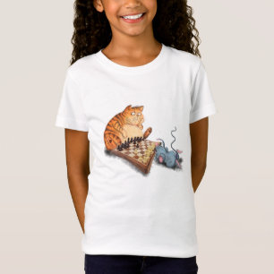 Camiseta divertida con gato y ratón jugando al aje