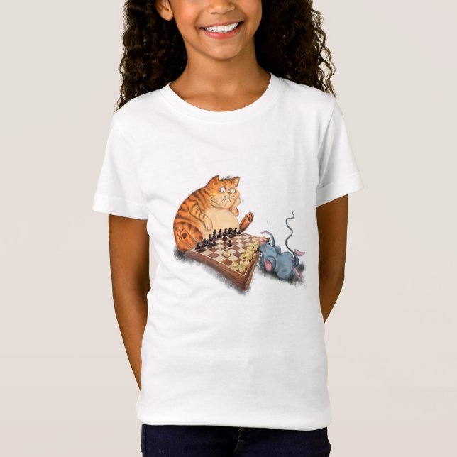 Camiseta divertida con gato y ratón jugando al aje (Anverso)