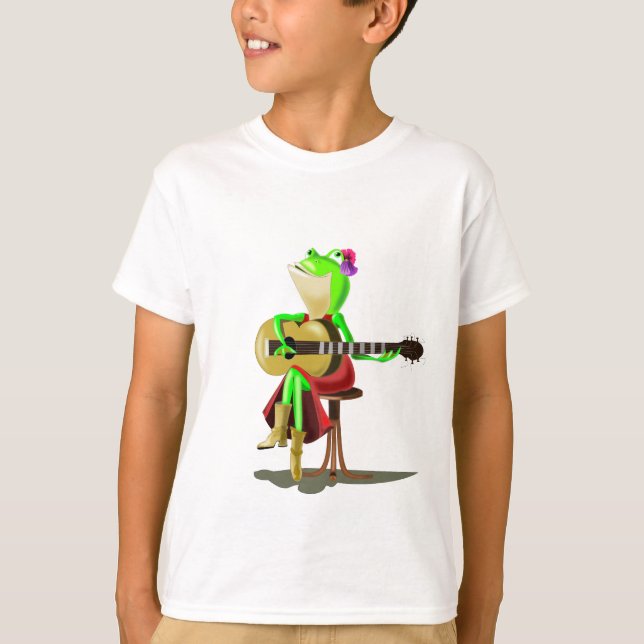 Camiseta divertida con guitarra de rana (Anverso)