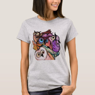 Camiseta divertida con lechuzas sorprendidas
