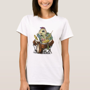 Camiseta divertida con percusionista feliz