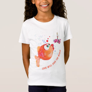 Camiseta divertida con pescado y gusano - texto Pe