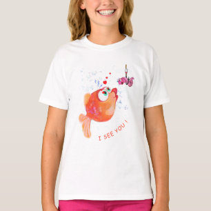 Camiseta divertida con texto de pescado y gusano -