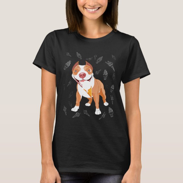 Camiseta Divertida Cono De Helado Pitbull Lindo  (Anverso)